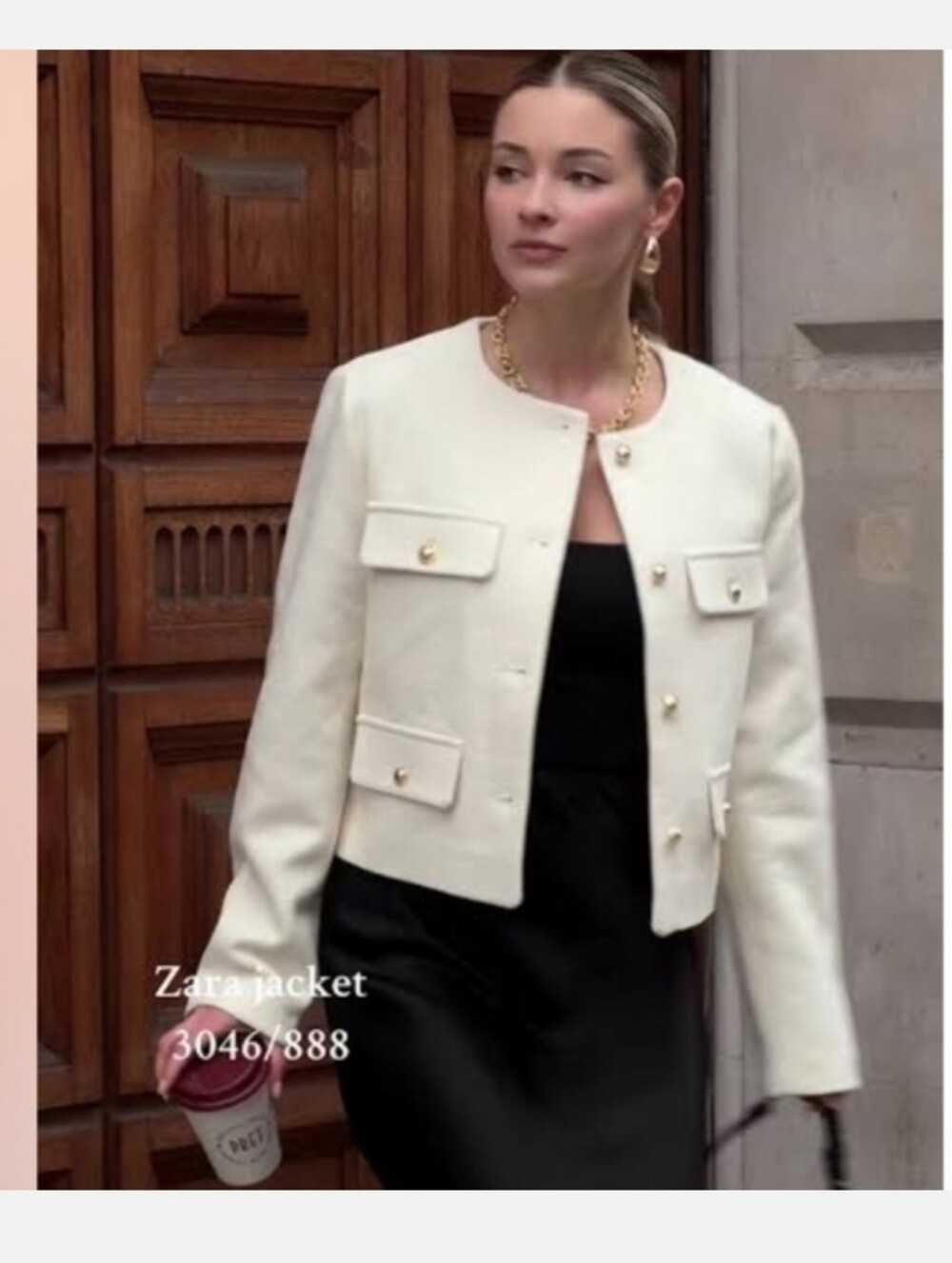 Zara Cropped Button-Front Jacket - Picture 4 of 16